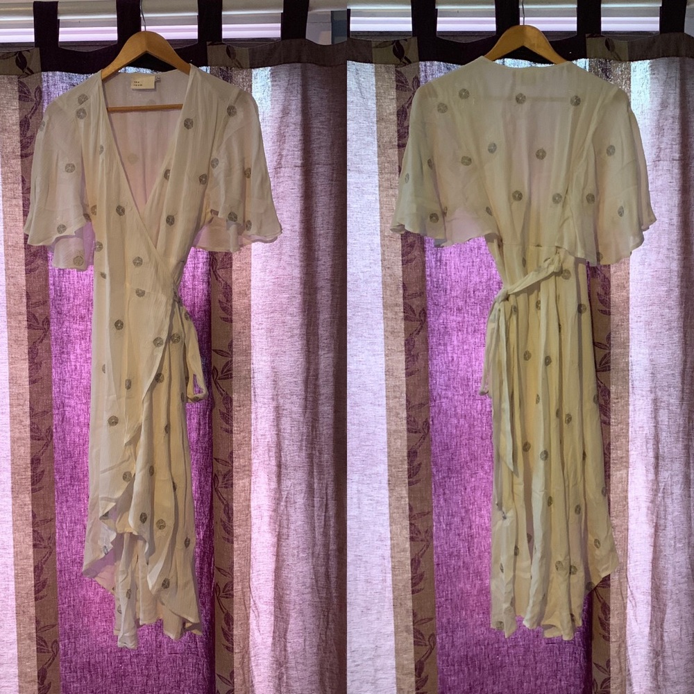 ‘The Room’ Embroidered Midi Wrap Dress